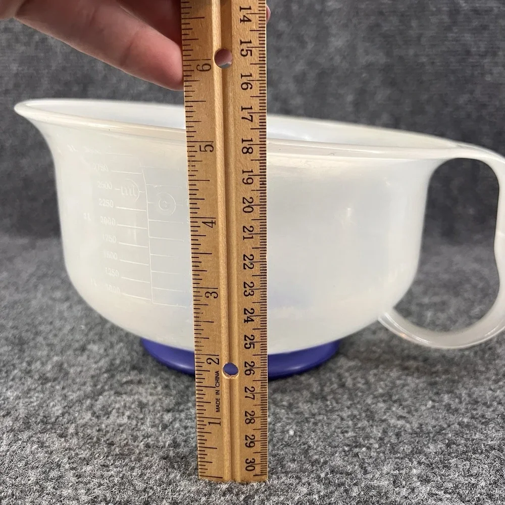 Tupperware Mix-N-Store Plus Measuring Pitcher Batter Bowl 12 Cup Sheer/Blue 3582